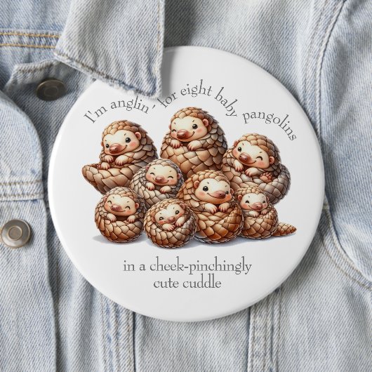 Badge Rond 15,2 Cm Pangolins adorables pour 8 Pangolins mignons (En situation)