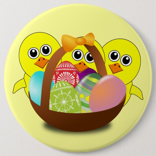 Badge Rond 15,2 Cm Panier de Pâques pour les poules - (Devant)
