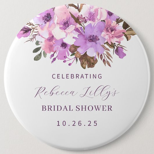 Badge Rond 15,2 Cm Papier floral élégant (Devant)