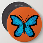 Badge Rond 15,2 Cm Papillon bleu (Devant & derrière)