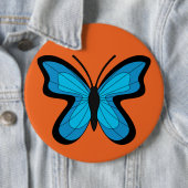 Badge Rond 15,2 Cm Papillon bleu (En situation)