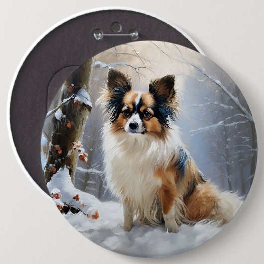 Badge Rond 15,2 Cm Papillon Laisser neiger Noël (Devant & derrière)