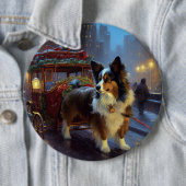 Badge Rond 15,2 Cm Papillon période festive de Noël (En situation)