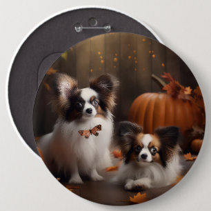 Badge Rond 15,2 Cm Papillon Puppy Automne Citrouille de plaisir