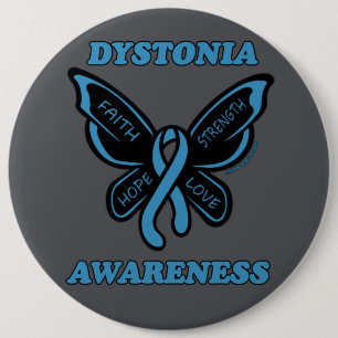 Badge Rond 15,2 Cm Papillon/Sensibilisation...Bouton Dystonia