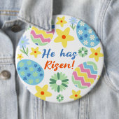 Badge Rond 15,2 Cm Pâques Il S'Est Levé (En situation)