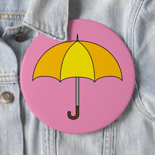 Badge Rond 15,2 Cm Parapluie jaune (En situation)