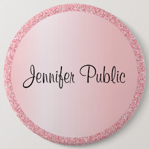 Badge Rond 15,2 Cm Parties scintillant d'or Rose Monogramme personnal