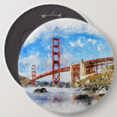 Badge Rond 15,2 Cm Pastel Golden Gate Bridge à San Francisco (Devant & derrière)