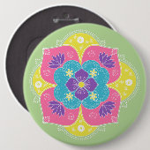 Badge Rond 15,2 Cm Pastel Lumineux Lotus Rangoli (Devant & derrière)