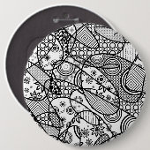 Badge Rond 15,2 Cm Patchwork Motif noir et blanc 01 (Devant & derrière)