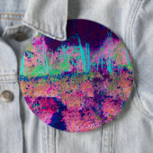 Badge Rond 15,2 Cm Paysage impressioniste violet et rose chaud (En situation)