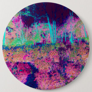Badge Rond 15,2 Cm Paysage Impressionniste Violet et Rose Chaud