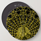 Badge Rond 15,2 Cm Peacock Gold Art Nouveau (Devant & derrière)