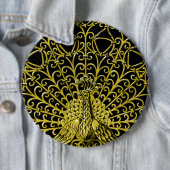 Badge Rond 15,2 Cm Peacock Gold Art Nouveau (En situation)