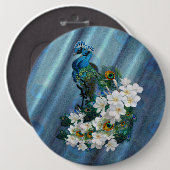 Badge Rond 15,2 Cm Peacocks & Emerald Green Soie métallique (Devant & derrière)