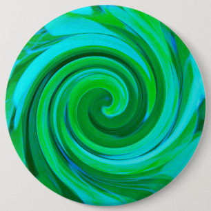 Badge Rond 15,2 Cm Peinture Abstraite Groovy Turquoise à Tourbillon L