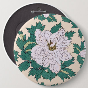 Badge Rond 15,2 Cm Peonies blanches