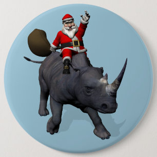 Badge Rond 15,2 Cm Père Noël Doux À L'Épreuve D'Un Rhino