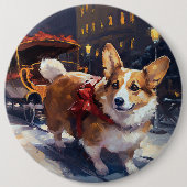 Badge Rond 15,2 Cm Période festive de Noël Corgi (Devant)