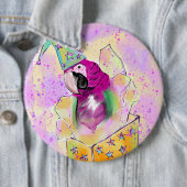 Badge Rond 15,2 Cm Perroquet (En situation)