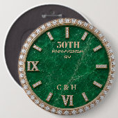 Badge Rond 15,2 Cm Personalized 50th Anniversary Emerald Marble (Devant & derrière)