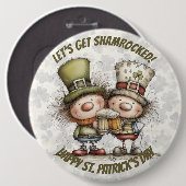 Badge Rond 15,2 Cm Personnages de la fête de la Saint-Patrick  (Devant & derrière)