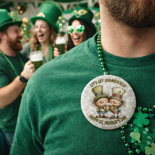 Badge Rond 15,2 Cm Personnages de la fête de la Saint-Patrick