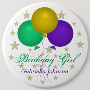 Badge Rond 15,2 Cm Personnalisé : Bouton de fille d'anniversaire