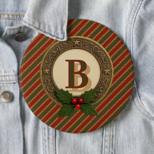 Badge Rond 15,2 Cm personnalisé traditionnel coloré Noël rayé