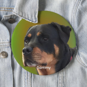 Badge Rond 15,2 Cm Personnalisez avec votre photo ou Rottweiler & Nom