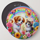 Badge Rond 15,2 Cm Petit chiot/chiot/chaton (Devant & derrière)