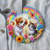 Badge Rond 15,2 Cm Petit chiot/chiot/chaton (En situation)