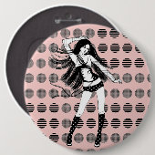 Badge Rond 15,2 Cm petite amie danseuse rose (Devant & derrière)