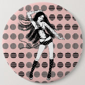 Badge Rond 15,2 Cm petite amie danseuse rose (Devant)