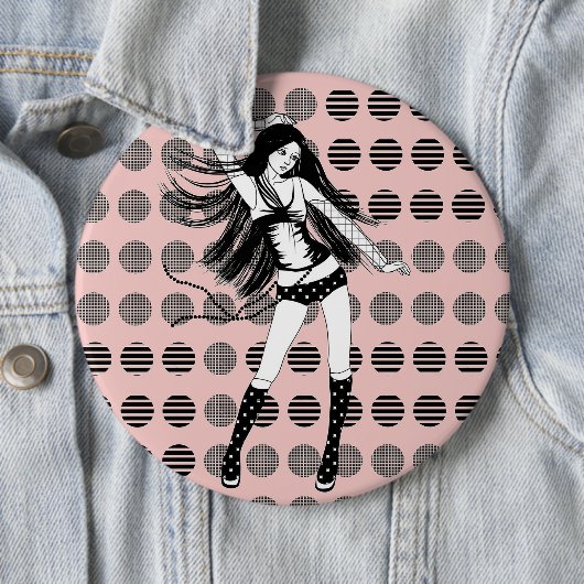 Badge Rond 15,2 Cm petite amie danseuse rose (En situation)
