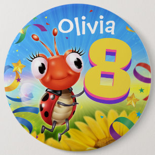 Badge Rond 15,2 Cm petite chaîne de coccinelle d'insigne fait sur