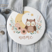 Badge Rond 15,2 Cm Petite chouette avec lune (En situation)