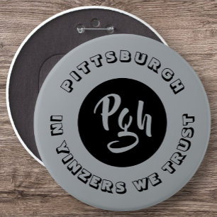 Badge Rond 15,2 Cm Pgh Yinzer Collectif Vintage Vêtements Snap Metal