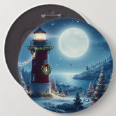 Badge Rond 15,2 Cm Phare de Noël nautique (Devant & derrière)