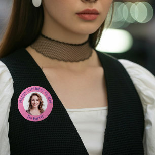Badge Rond 15,2 Cm Photo d'anniversaire personnalisée, votre insigne