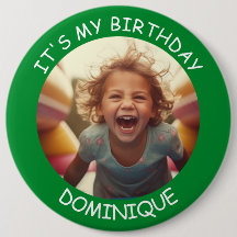 Photo personnalisable et nom Bouton Anniversaire