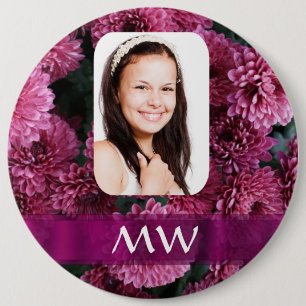 Badge Rond 15,2 Cm Photo personnalisée à fleurs roses