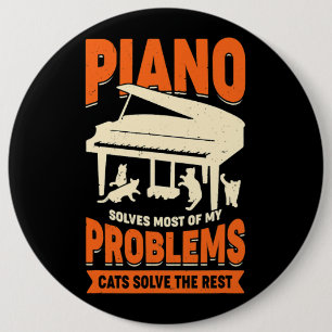 Badge Rond 15,2 Cm Piano Player Conception pour un Amoureux des chats