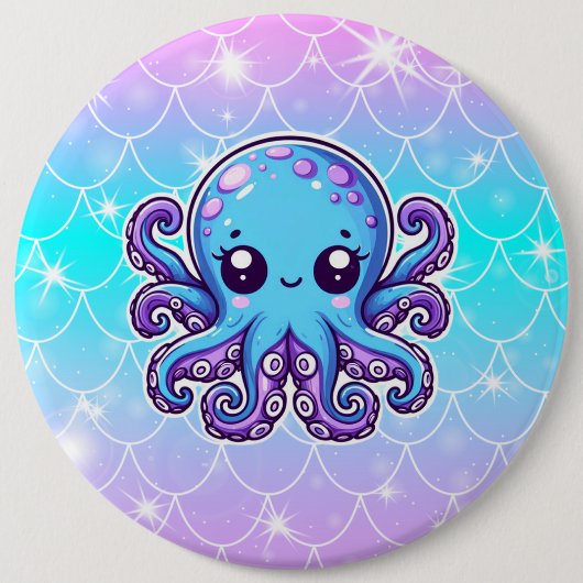 Badge Rond 15,2 Cm Pieuvre bleue mignonne (Devant)