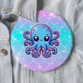 Badge Rond 15,2 Cm Pieuvre bleue mignonne (En situation)