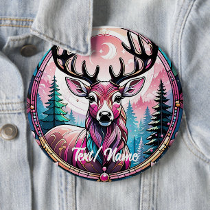 Badge Rond 15,2 Cm Pinceau de design en verre de cerf rose