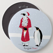 Badge Rond 15,2 Cm Pingouin Noel (Devant & derrière)