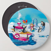 Badge Rond 15,2 Cm pingouins en Antarctique (Devant & derrière)