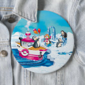 Badge Rond 15,2 Cm pingouins en Antarctique (En situation)